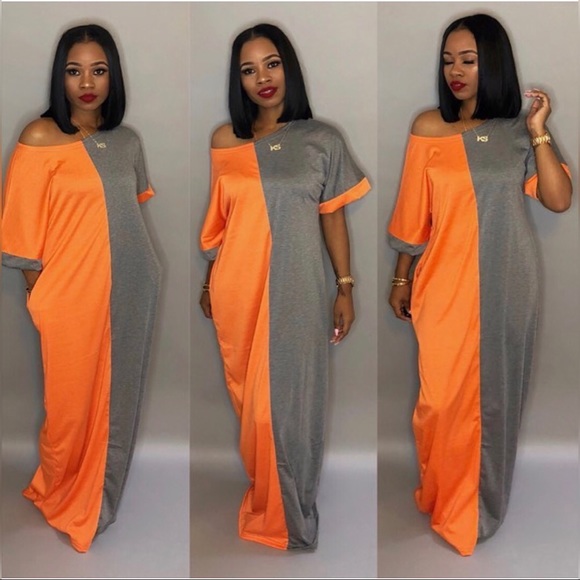 Dresses & Skirts - Orange and gray maxi dress